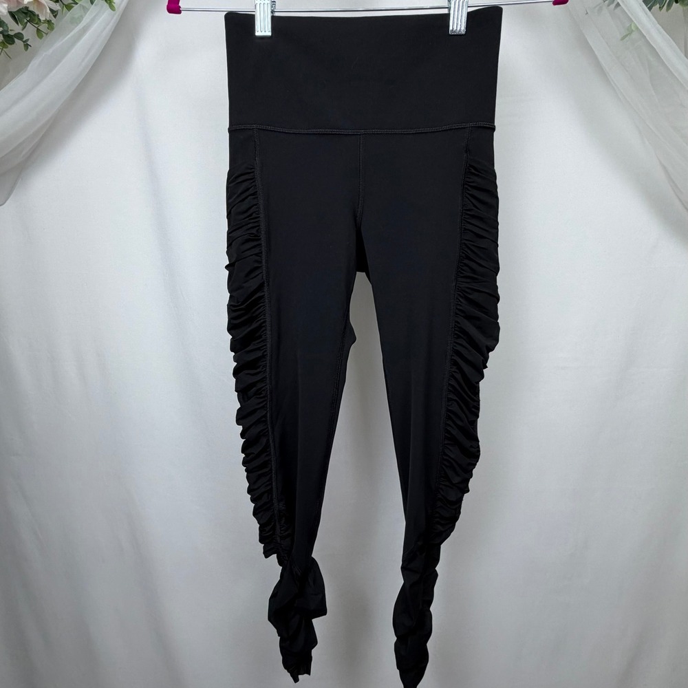 Athleta Mesh Me Up 7/8 Tight Black Ruched High Waisted Leggings XS
